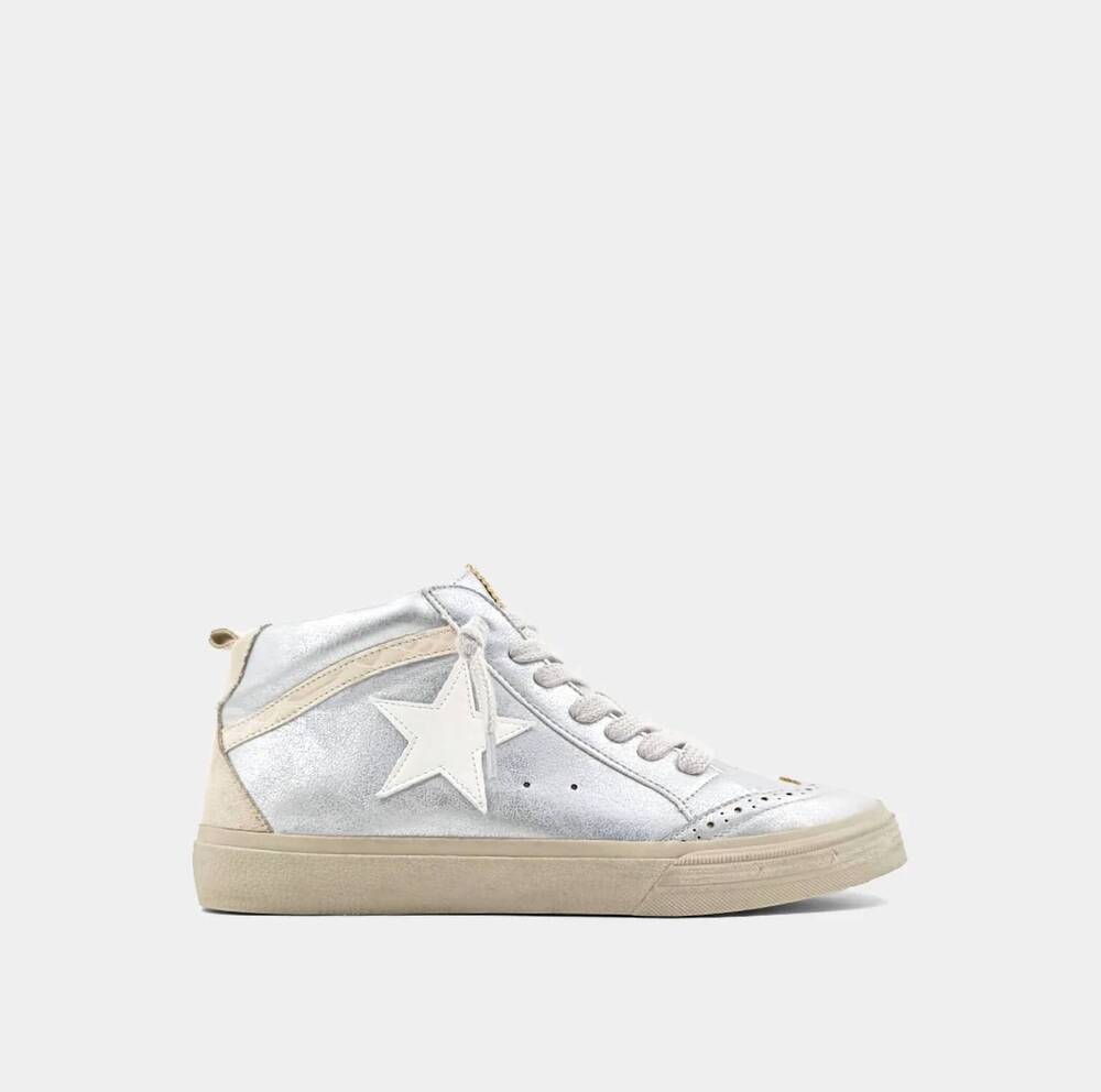 NEW SHU SHOP girls paulina sneakers in white silver